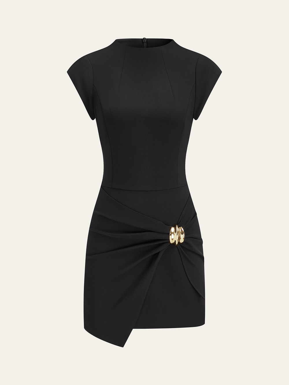 Kleid mit Stehkragen und Metalldetail an der Schnalle
