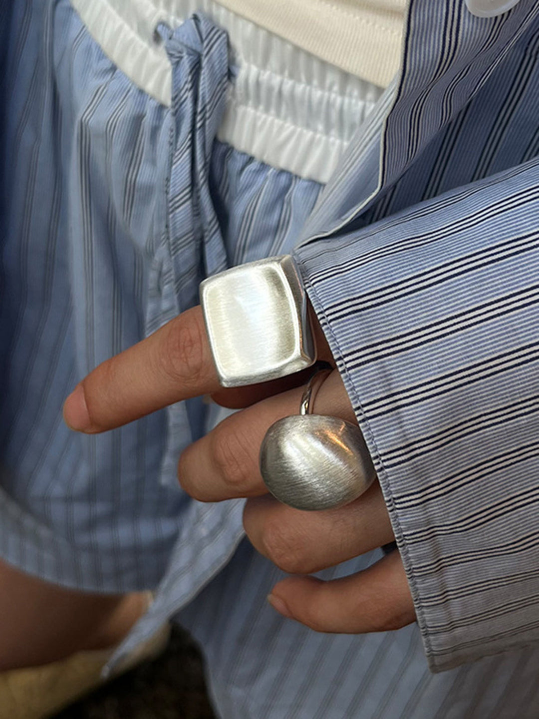 Mattsilber Oval Kuppelring
