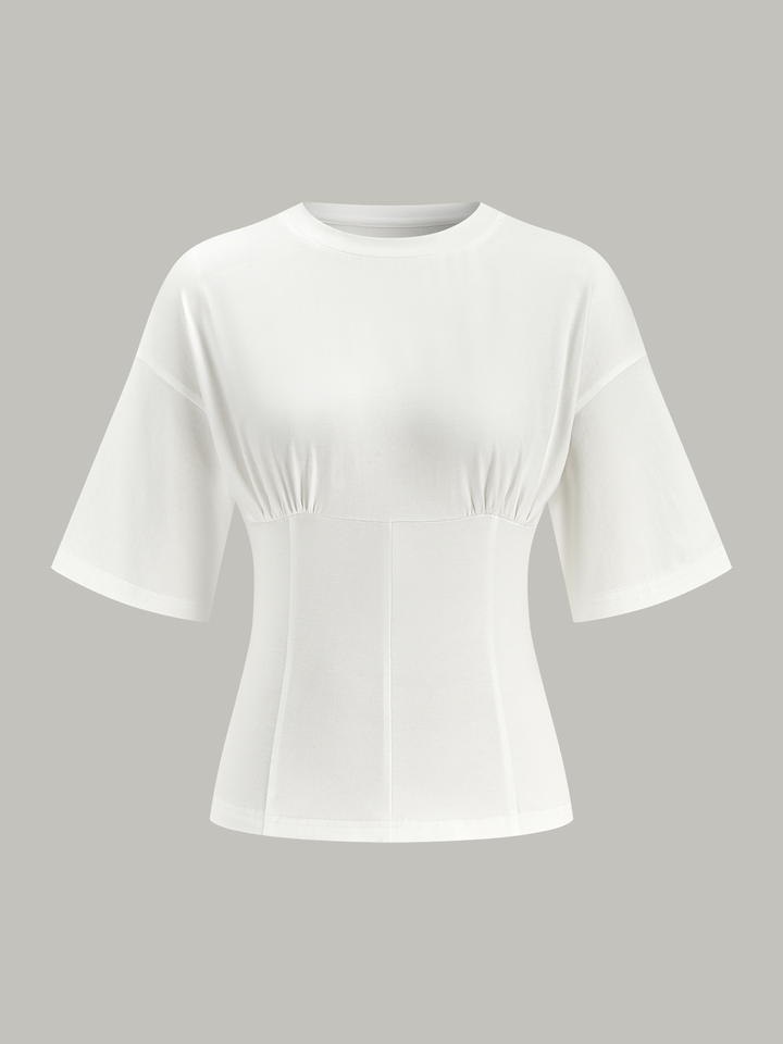 Cinched Waist Half Sleeve Top