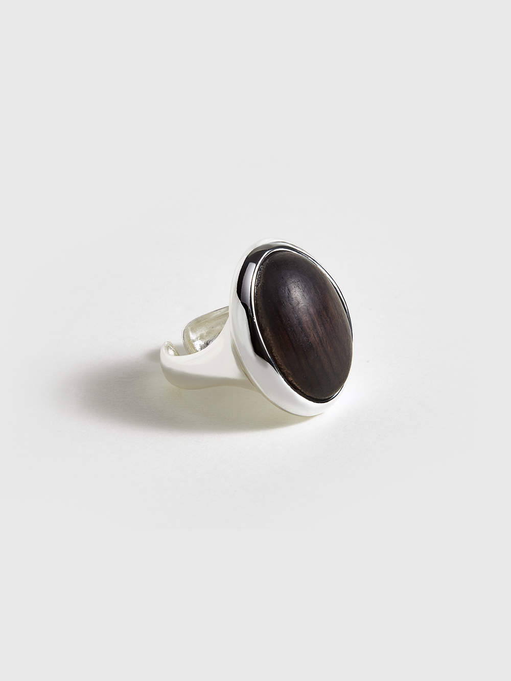 Holzmaserung Stein Silber Ring